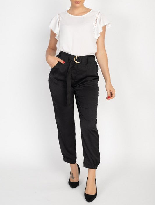 Cuffed Hem Belted Jogger