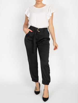 Cuffed Hem Belted Jogger